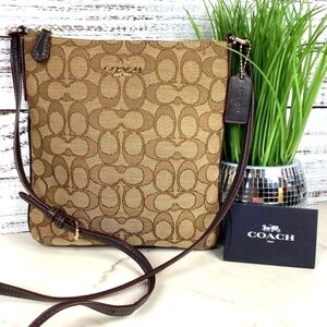 Coach F58421‎ Bag Crossbody Signature Tan Brown Purse Guc